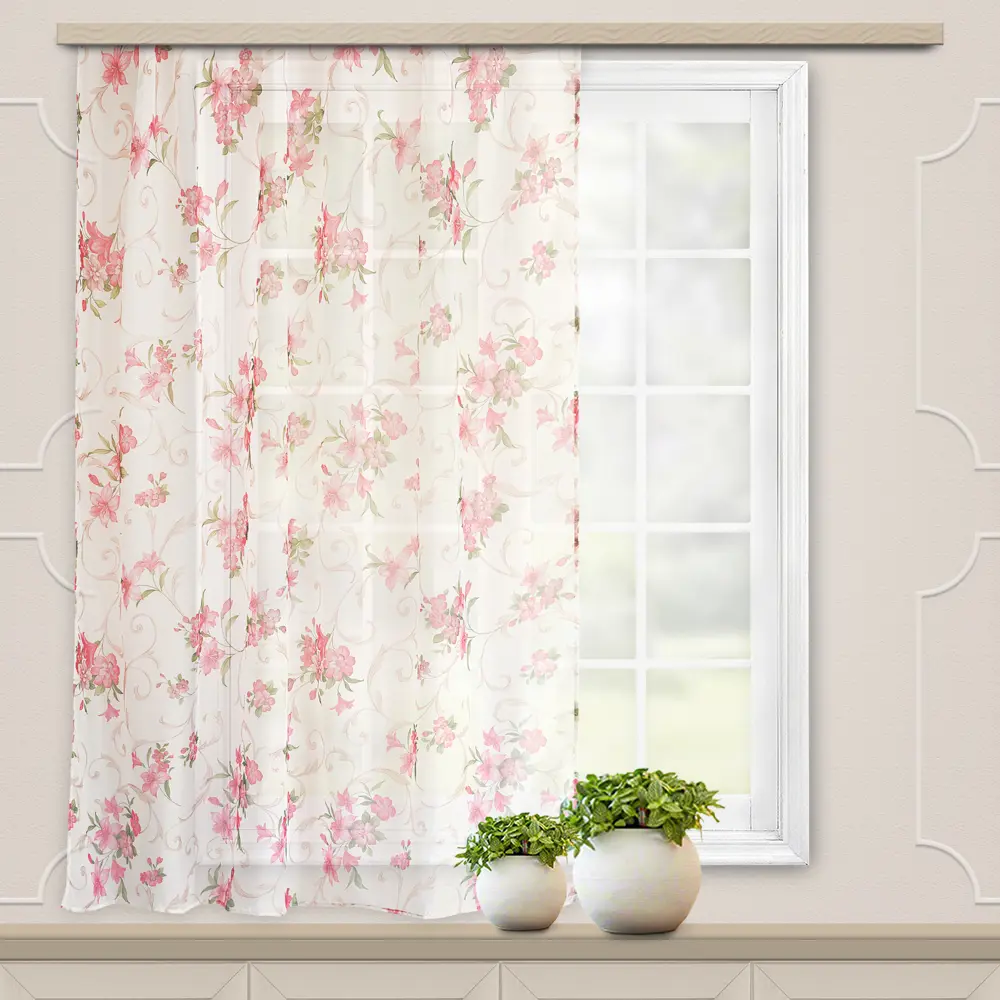 Фото Штора на шторной ленте Witerra Вуаль С Печатью 145x150 см цвет мультиколор