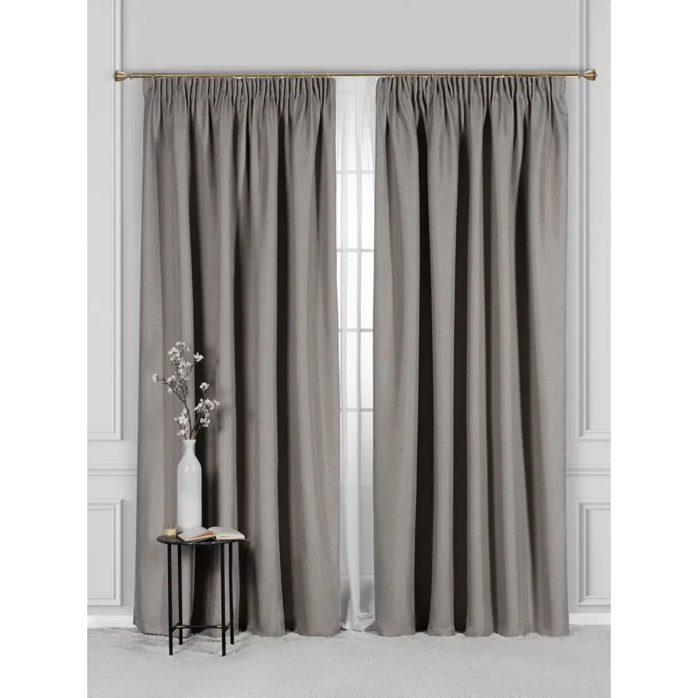 Фото Комплект штор на шторной ленте Daily by T Нокс 440x270 см цвет светло-коричневый Фото Комплект штор на шторной ленте Daily by T Нокс 440x270 см цвет светло-коричневый