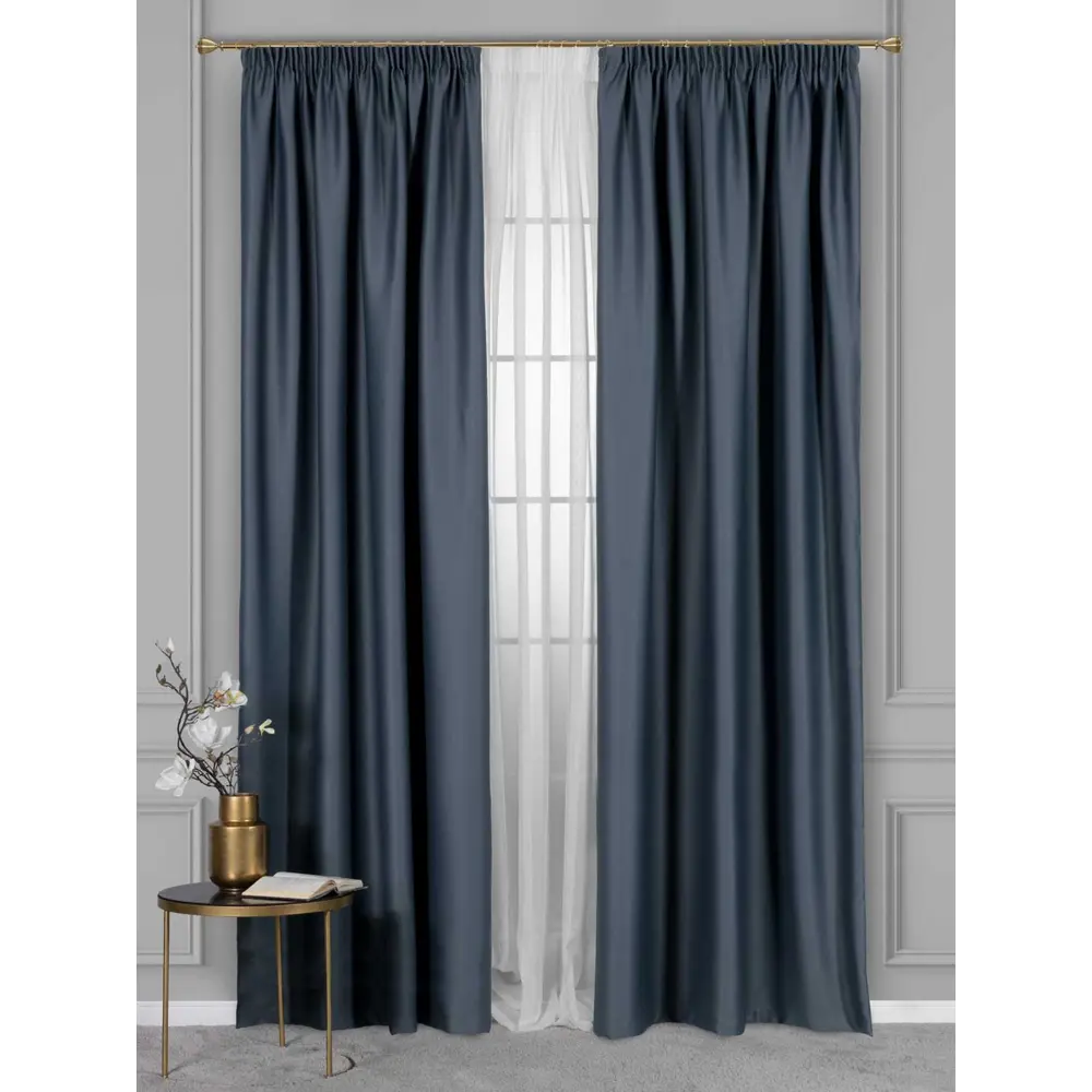Фото Комплект штор на шторной ленте Daily by T Defne 300x250 см цвет синий Фото Комплект штор на шторной ленте Daily by T Defne 300x250 см цвет синий