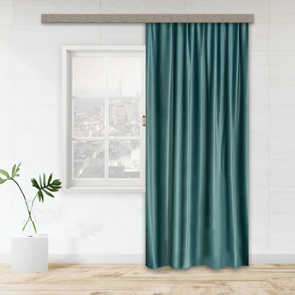 Фото Штора на шторной ленте Witerra 100959 160x260 см цвет изумрудный Фото Штора на шторной ленте Witerra 100959 160x260 см цвет изумрудный