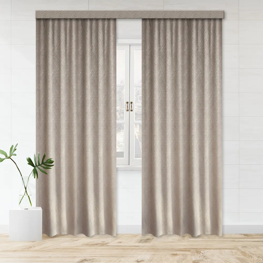 Фото Комплект штор на шторной ленте Witerra Инфини 190x275 см цвет темно-бежевый