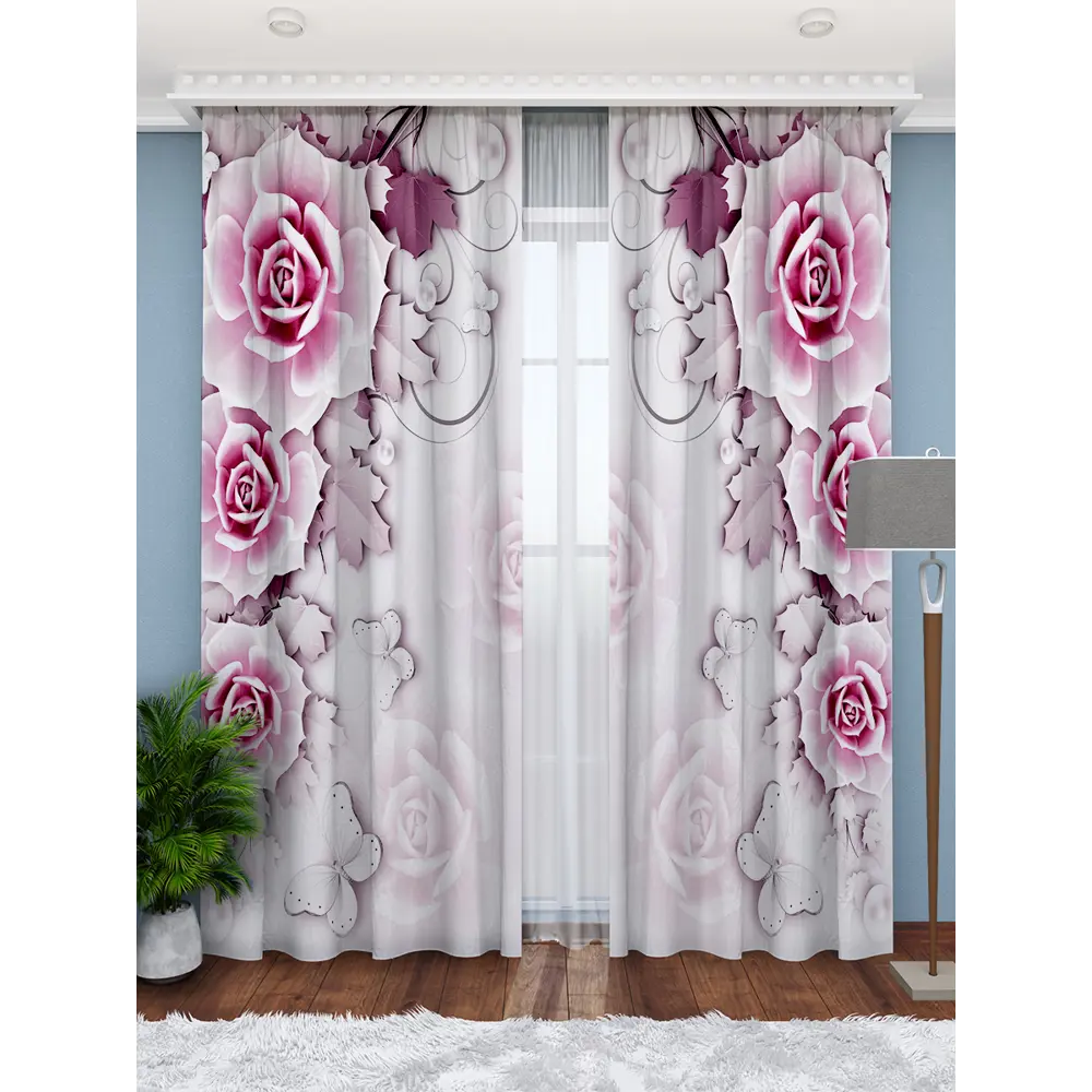 Фото 2 Фотоштора на шторной ленте Homepick VolumeFlowersLilac 290x265 см цвет розовый Фото 2 Фотоштора на шторной ленте Homepick VolumeFlowersLilac 290x265 см цвет розовый