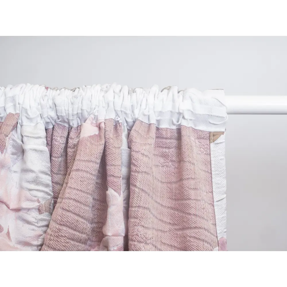 Фото 8 Штора на шторной ленте жаккард цветы 200x260 см цвет розовый