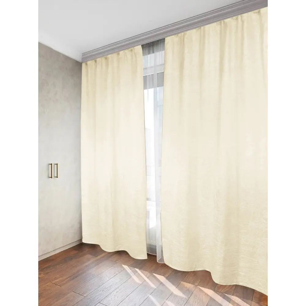 Фото Комплект штор на шторной ленте Casa Conforte Тергалет 270x260 см цвет кремовый Фото Комплект штор на шторной ленте Casa Conforte Тергалет 270x260 см цвет кремовый