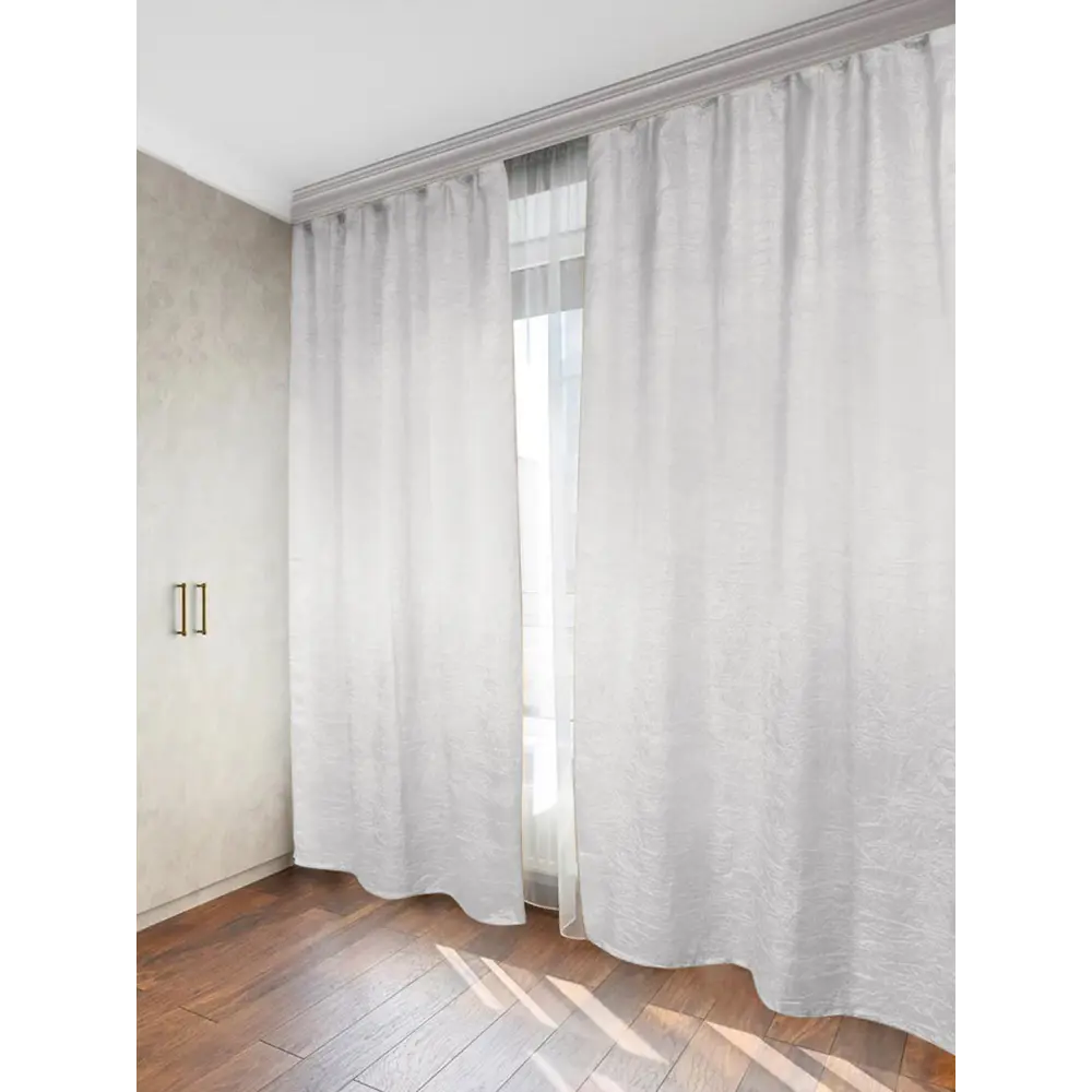 Фото Комплект штор на шторной ленте Casa Conforte Тергалет 270x260 см цвет бело-серый Фото Комплект штор на шторной ленте Casa Conforte Тергалет 270x260 см цвет бело-серый