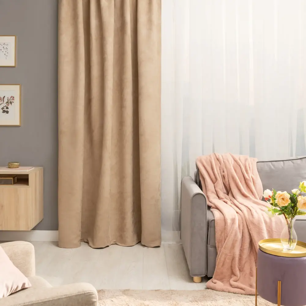 Фото Штора на шторной ленте Inspire Нью Манчестер 200x320 см цвет бежевый