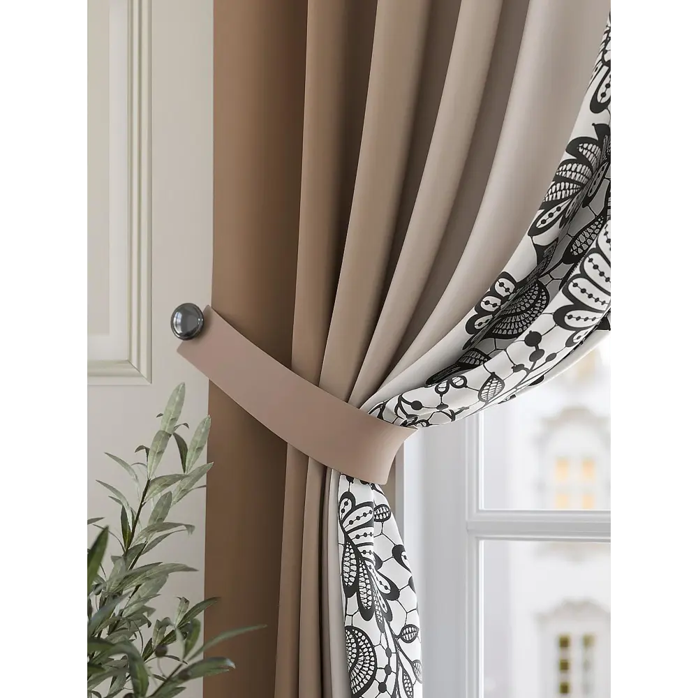 Фото 2 Штора на шторной ленте для кухни Helga Триоранс 150x180 см цвет бежевый