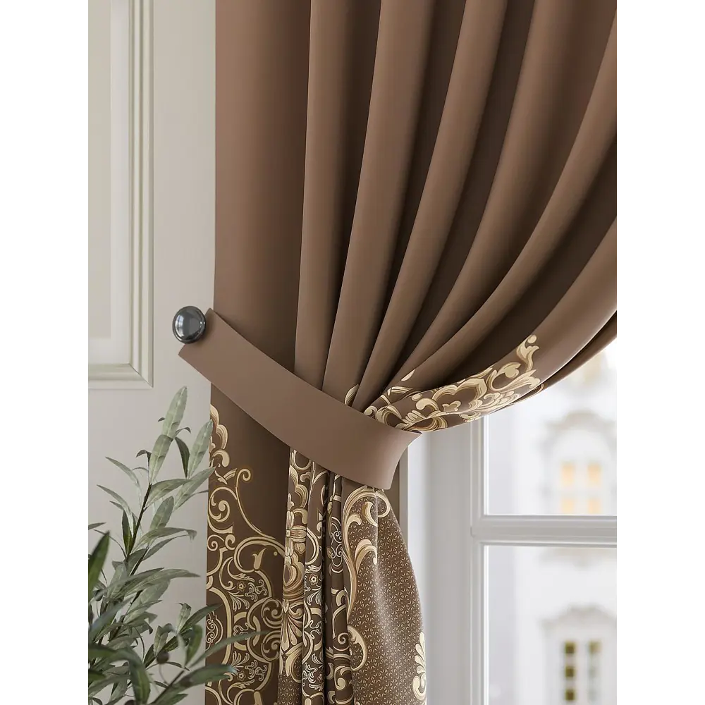 Фото 2 Штора на шторной ленте для кухни Helga Гроунди 150x180 см цвет коричневый
