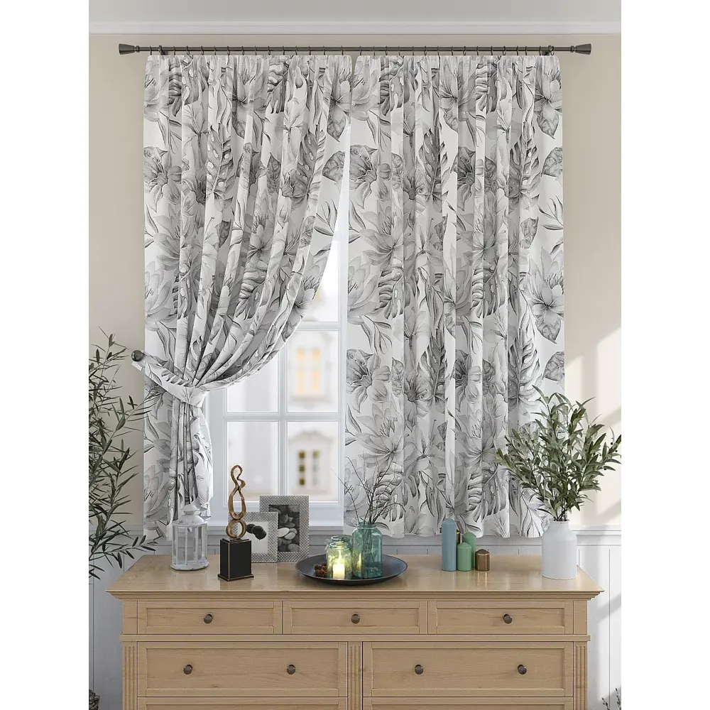 Фото Штора на шторной ленте для кухни Helga Ронфикс 150x180 см цвет белый