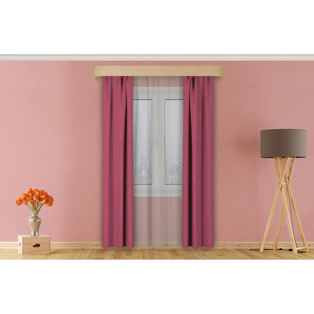 Фото Штора на шторной ленте Eleganta Calm classics 400x270 см цвет малиновый Фото Штора на шторной ленте Eleganta Calm classics 400x270 см цвет малиновый