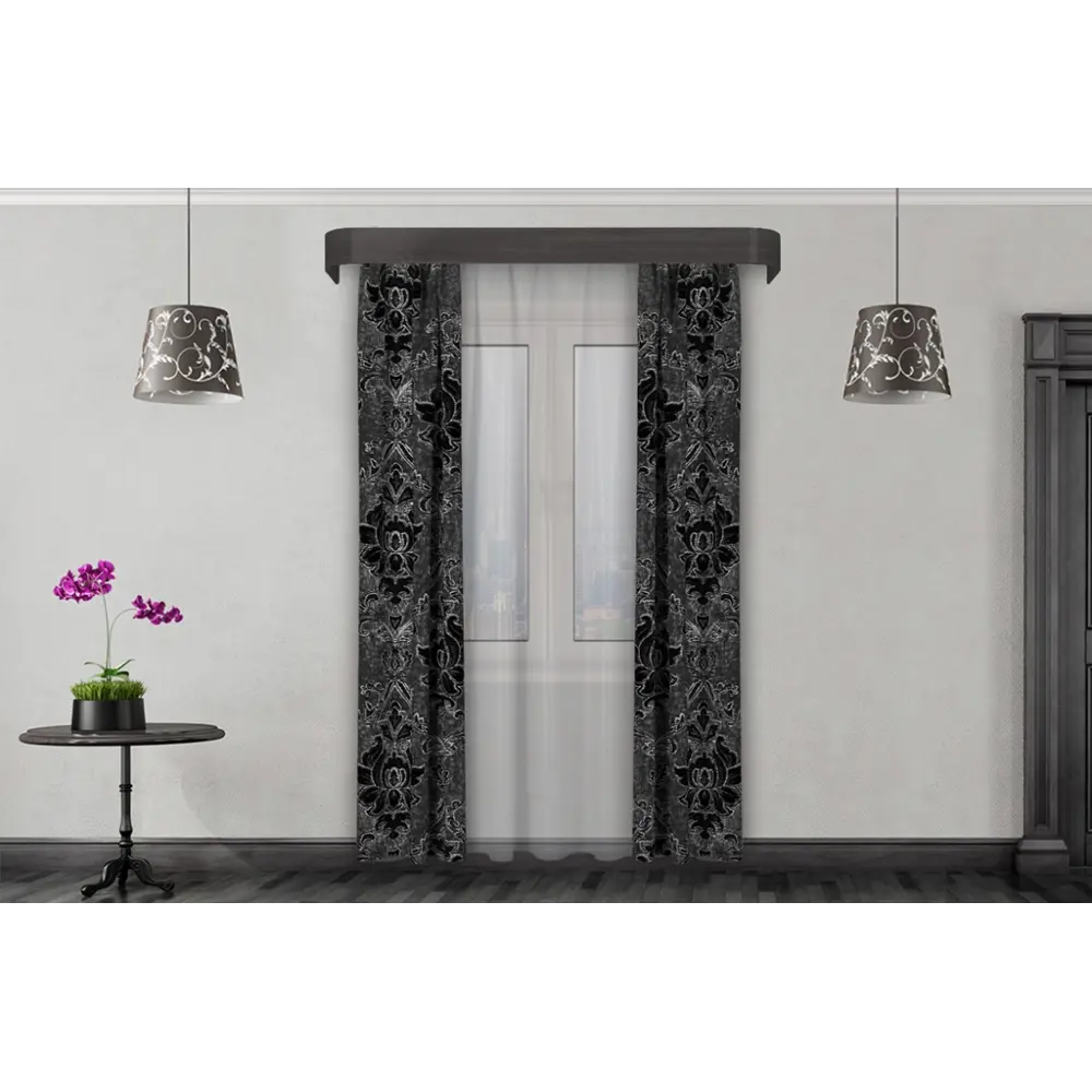 Фото Штора на шторной ленте Eleganta Premium 300x270 см цвет черный Фото Штора на шторной ленте Eleganta Premium 300x270 см цвет черный