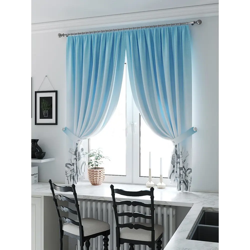 Фото Штора на шторной ленте для кухни Helga Лиркенрис HL-961309 150x180 см цвет белый Фото Штора на шторной ленте для кухни Helga Лиркенрис HL-961309 150x180 см цвет белый