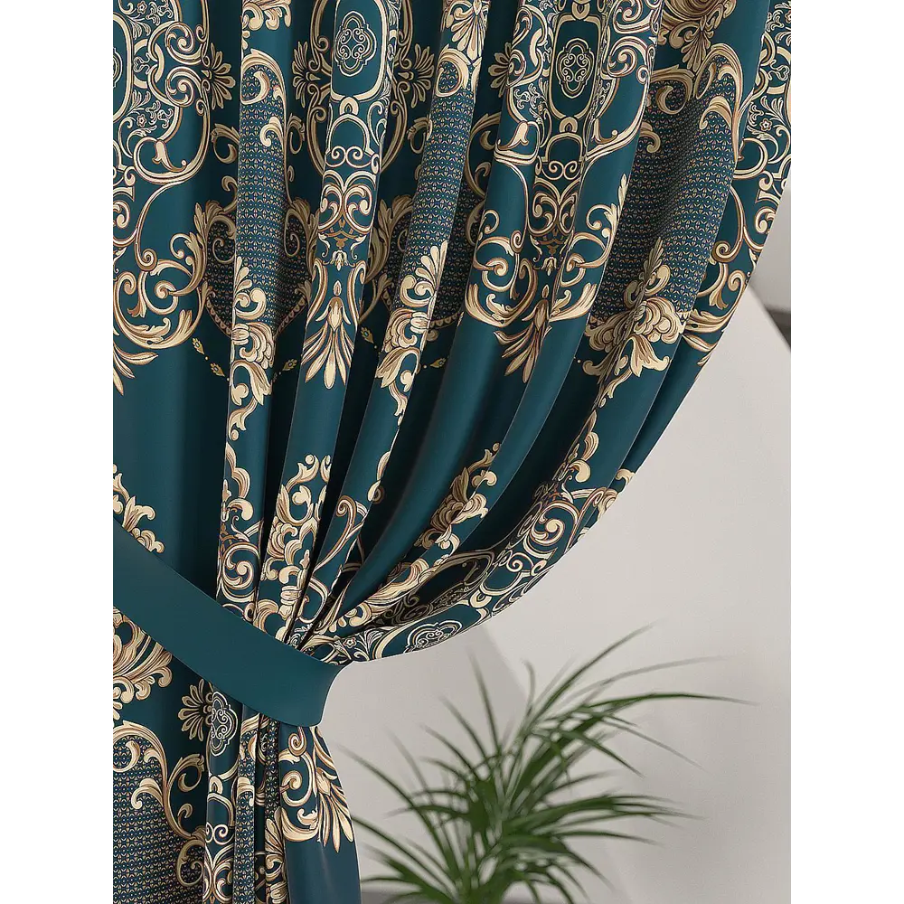 Фото 2 Штора на шторной ленте Helga Лиренес 150x280 см цвет зеленый