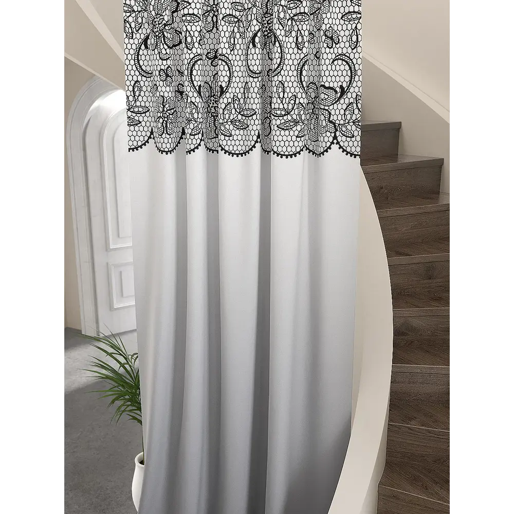 Фото Штора на шторной ленте Helga Грендрис HL-753104 150x280 см цвет белый Фото Штора на шторной ленте Helga Грендрис HL-753104 150x280 см цвет белый