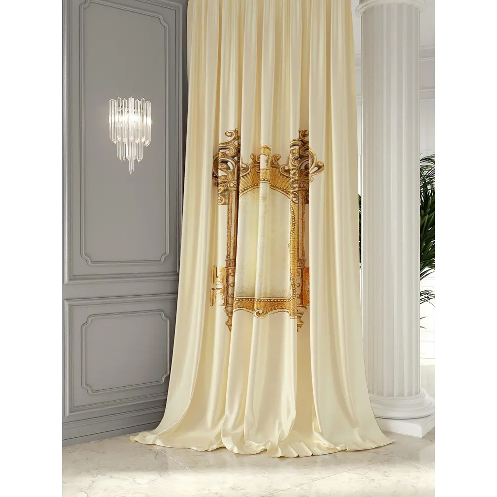 Фото 2 Штора на шторной ленте Helga Обивир 150x300 см цвет бежевый Фото 2 Штора на шторной ленте Helga Обивир 150x300 см цвет бежевый