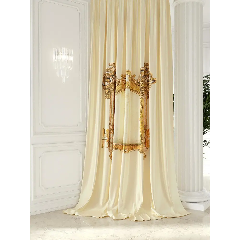 Фото Штора на шторной ленте Helga Обивир 150x300 см цвет бежевый Фото Штора на шторной ленте Helga Обивир 150x300 см цвет бежевый