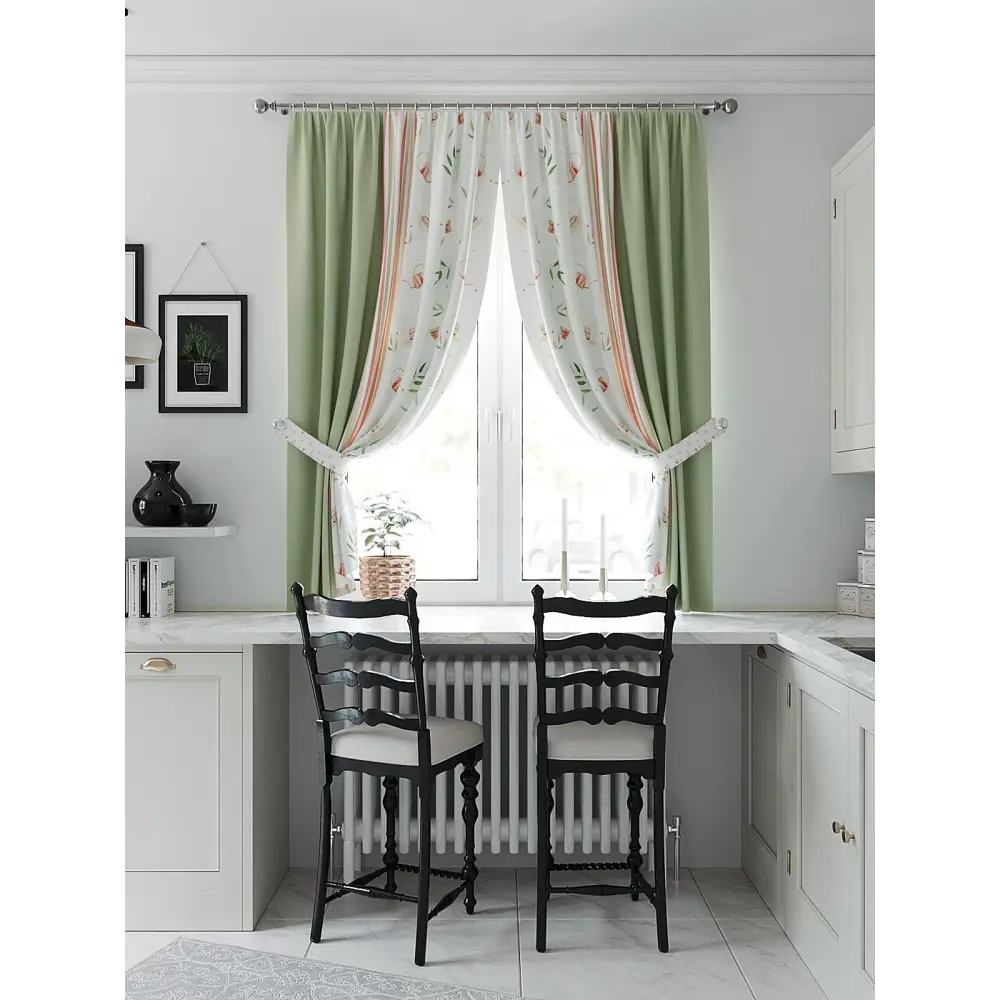 Фото 3 Штора на шторной ленте для кухни Helga Кронквирс 150x180 см цвет белый Фото 3 Штора на шторной ленте для кухни Helga Кронквирс 150x180 см цвет белый