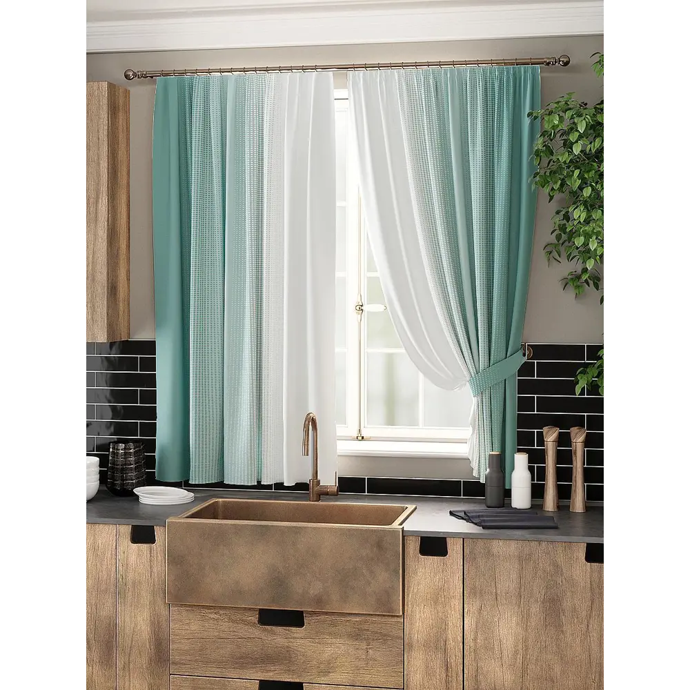 Фото Штора на шторной ленте для кухни Helga Глорнис 150x180 см цвет белый Фото Штора на шторной ленте для кухни Helga Глорнис 150x180 см цвет белый