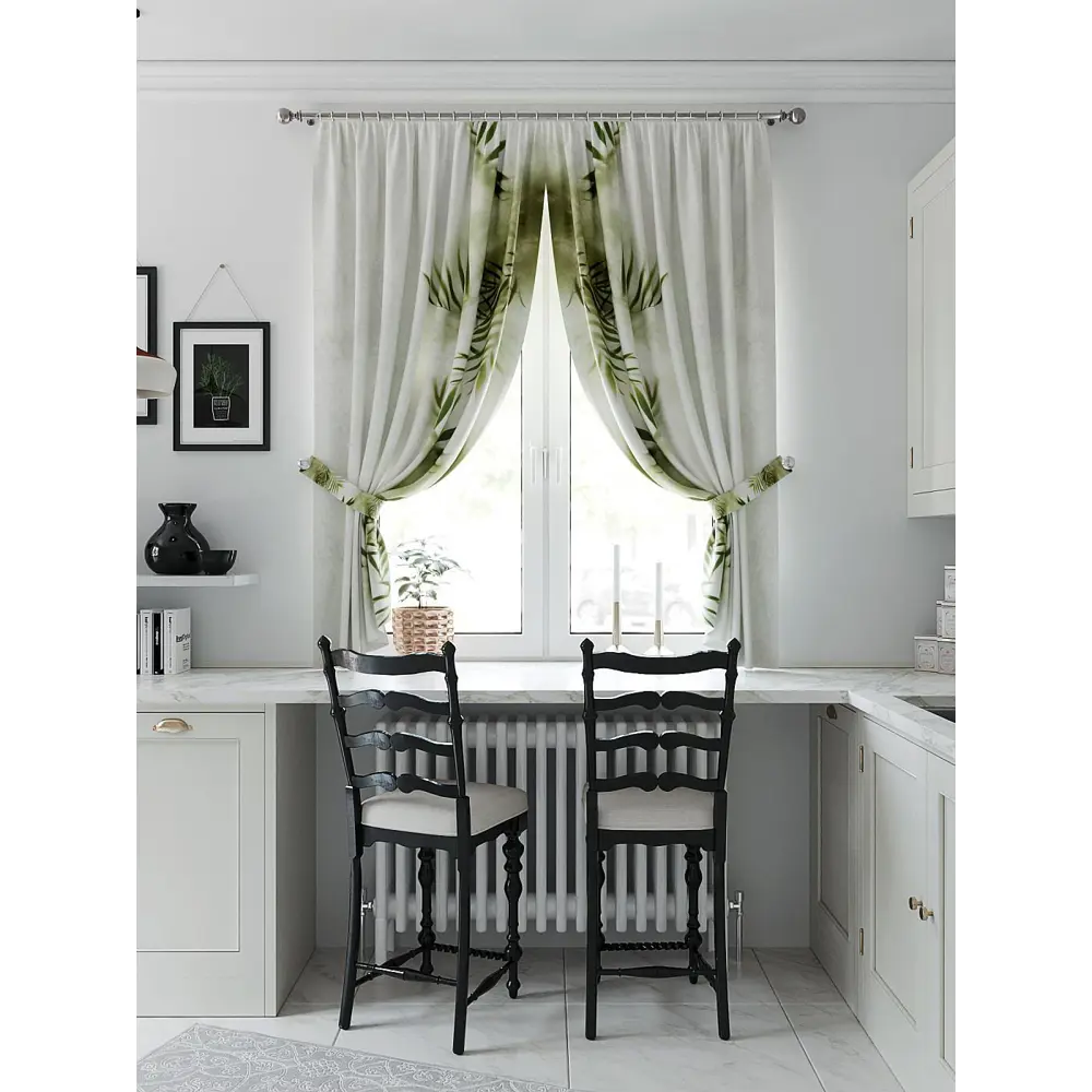 Фото 3 Штора на шторной ленте для кухни Helga Морквионс 150x180 см цвет белый Фото 3 Штора на шторной ленте для кухни Helga Морквионс 150x180 см цвет белый