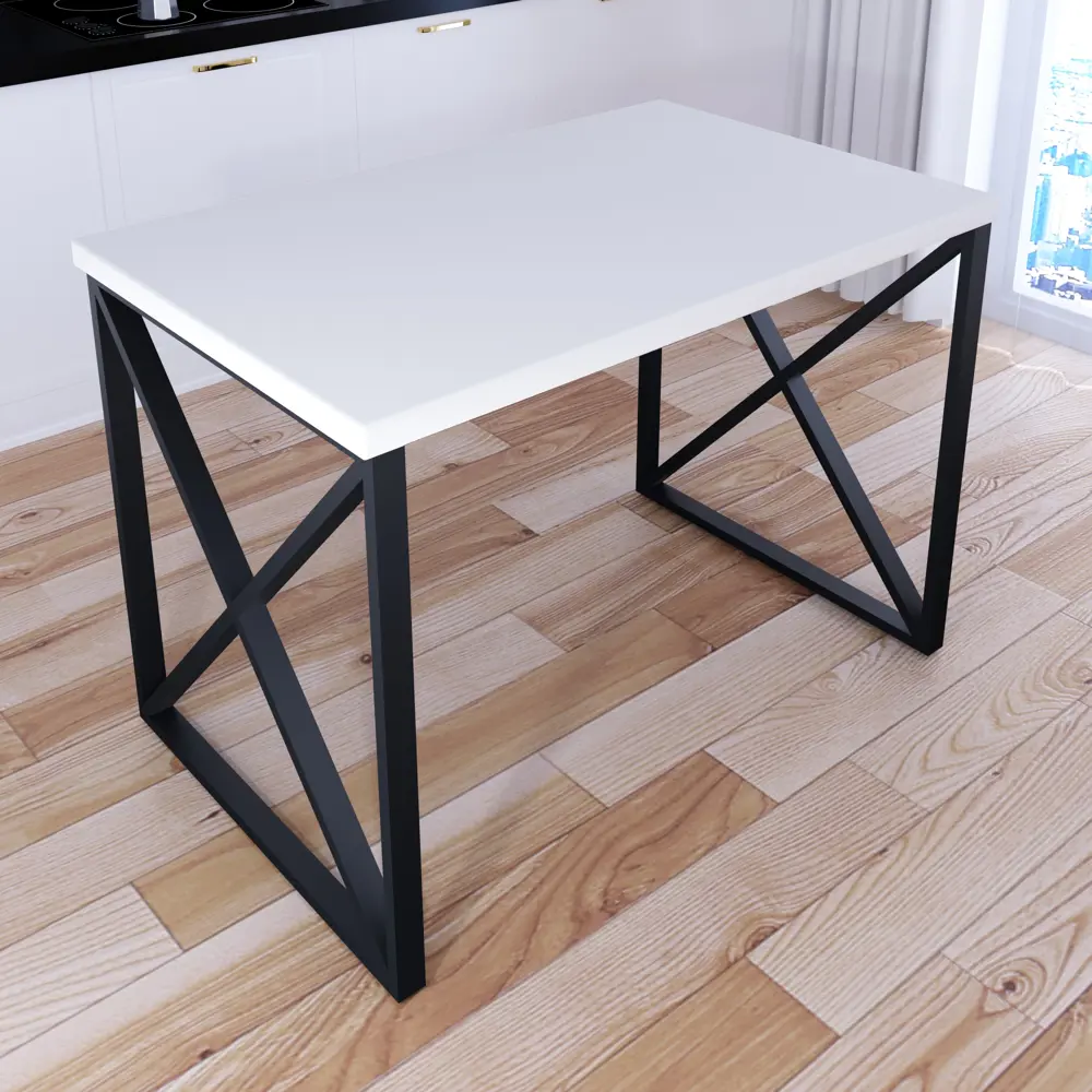 Фото 2 Кухонный стол прямоугольный Solarius Loft 100x70 см массив сосны цвет белый 702-10306 Фото 2 Кухонный стол прямоугольный Solarius Loft 100x70 см массив сосны цвет белый 702-10306