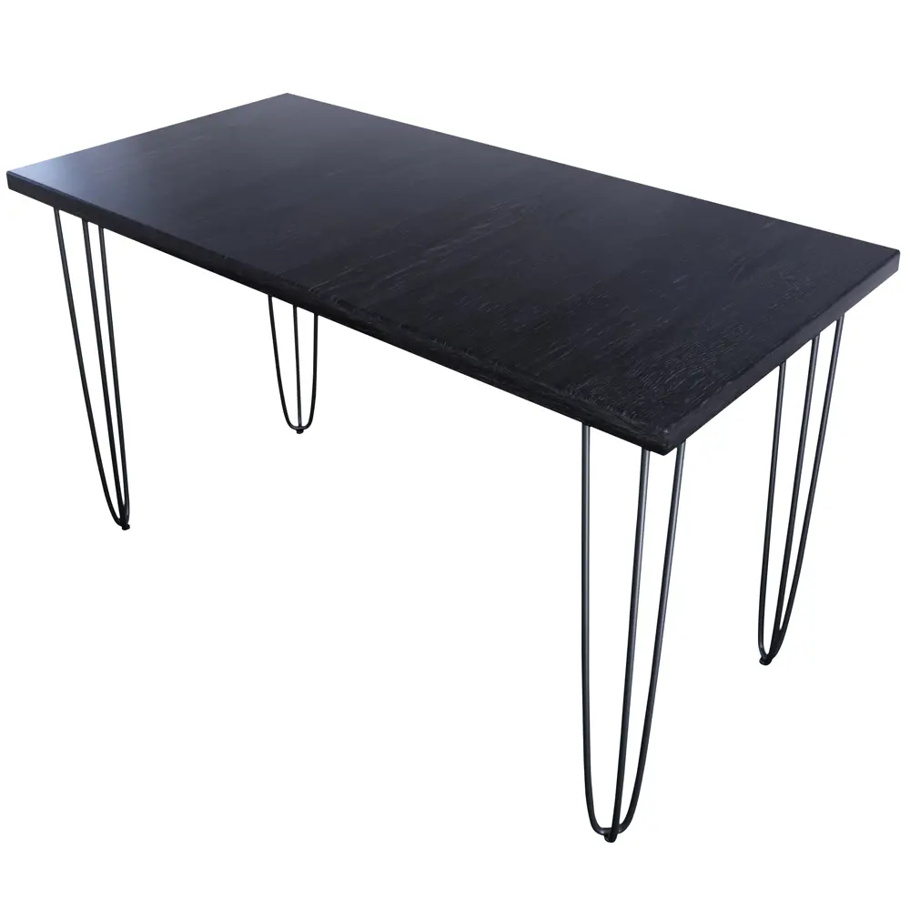 Фото Кухонный стол прямоугольный со столешницей Solarius Loft 120x60 см и черных металлических ножках-шпилькахмассив сосны цвет черный Фото Кухонный стол прямоугольный со столешницей Solarius Loft 120x60 см и черных металлических ножках-шпилькахмассив сосны цвет черный