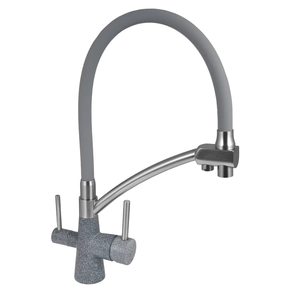 Фото 2 Смеситель для кухни с гибким изливом и подводкой питьевой воды Wisent графит W4855-24-9
