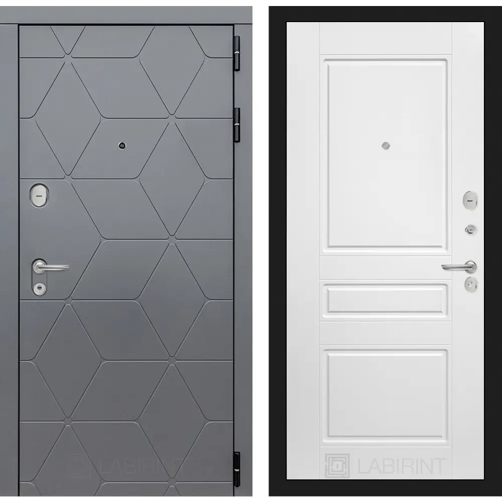 Фото Входная дверь Labirintdoors Космо с панелью П03 правый 205x96см цвет графит софт/белый софт Фото Входная дверь Labirintdoors Космо с панелью П03 правый 205x96см цвет графит софт/белый софт