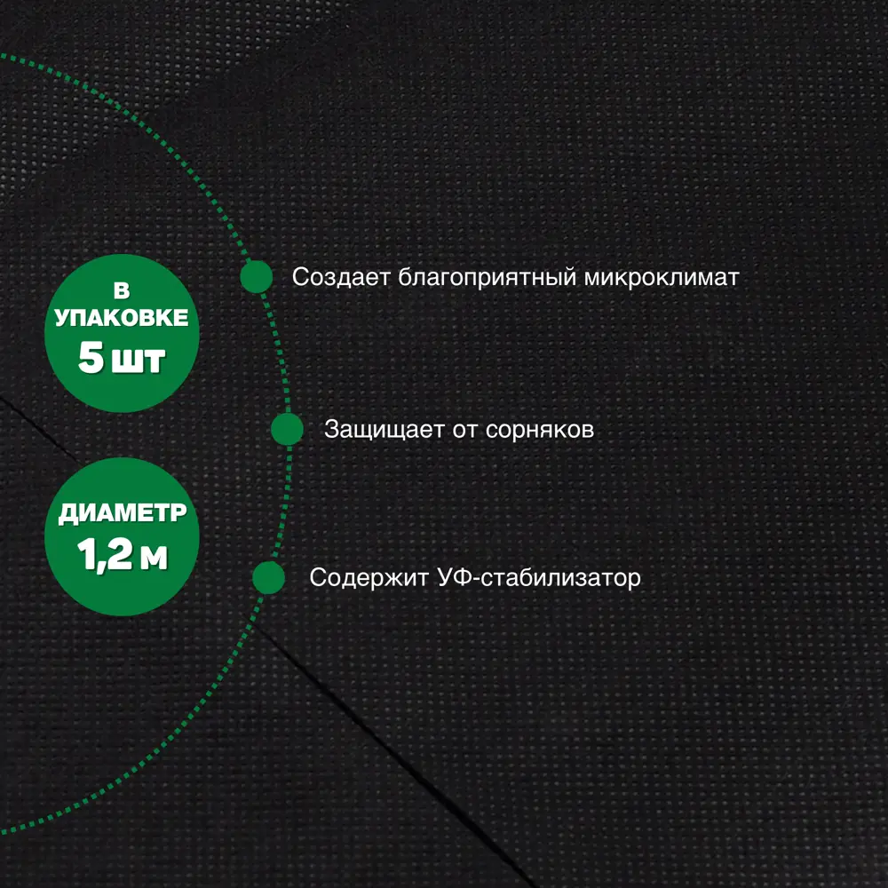 Фото 2 Приствольный круг Агротекс 60 г/м² 1.2 м x 1.2 м черный полипропилен Фото 2 Приствольный круг Агротекс 60 г/м² 1.2 м x 1.2 м черный полипропилен