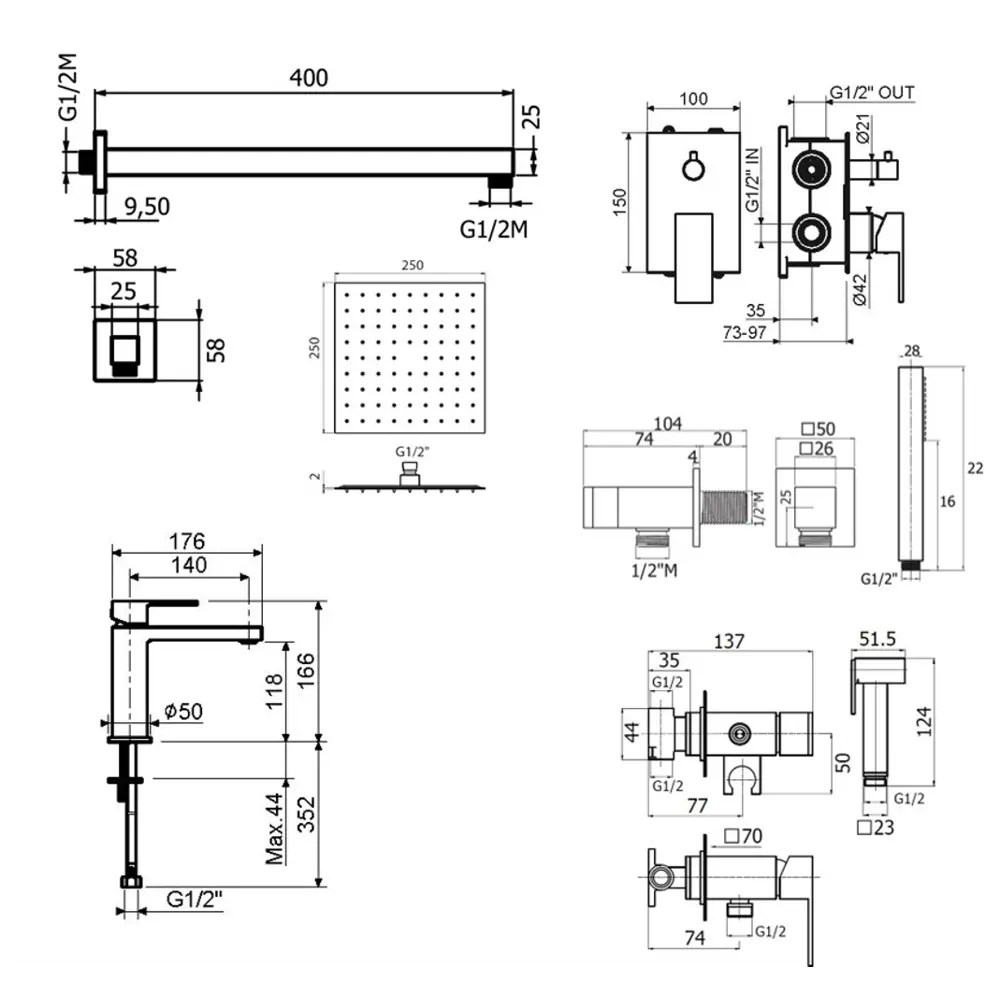 Фото 8 Комплект смесителей для душа Plumberia Selection KITZTG18CR53, Хром