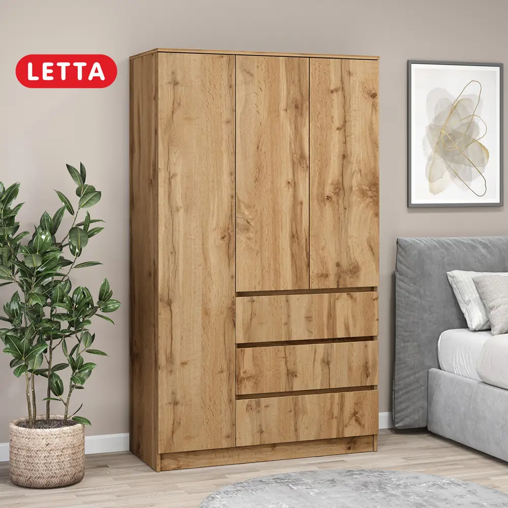 Фото Шкаф распашной Letta 182.6x180x48.8 см ЛДСП цвет дуб вотан Фото Шкаф распашной Letta 182.6x180x48.8 см ЛДСП цвет дуб вотан