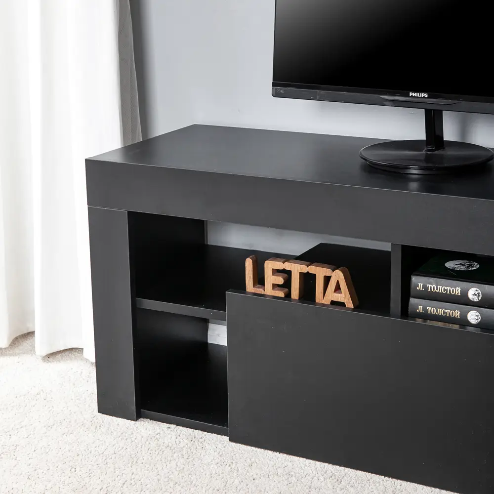 Фото 4 Тумба под телевизор Letta 3570 109x47.7x35 см ЛДСП цвет черный Фото 4 Тумба под телевизор Letta 3570 109x47.7x35 см ЛДСП цвет черный