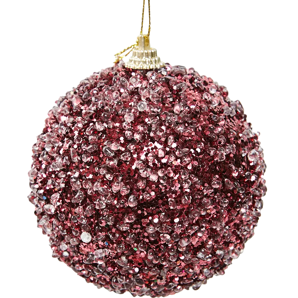 Фото 2 Елочное украшение Шар с темно-розовыми блестками Christmas ø8 см цвет красный Фото 2 Елочное украшение Шар с темно-розовыми блестками Christmas ø8 см цвет красный