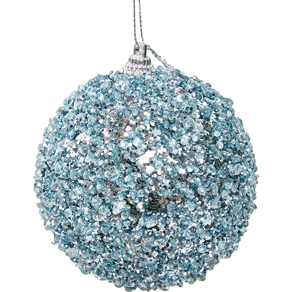 Фото 2 Елочное украшение Шар с голубыми блестками Christmas ø8 см цвет синий новогодний Фото 2 Елочное украшение Шар с голубыми блестками Christmas ø8 см цвет синий новогодний