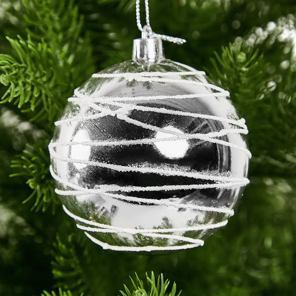 Фото Елочное украшение Шар с узором Christmas ø7.8 см цвет серебристый