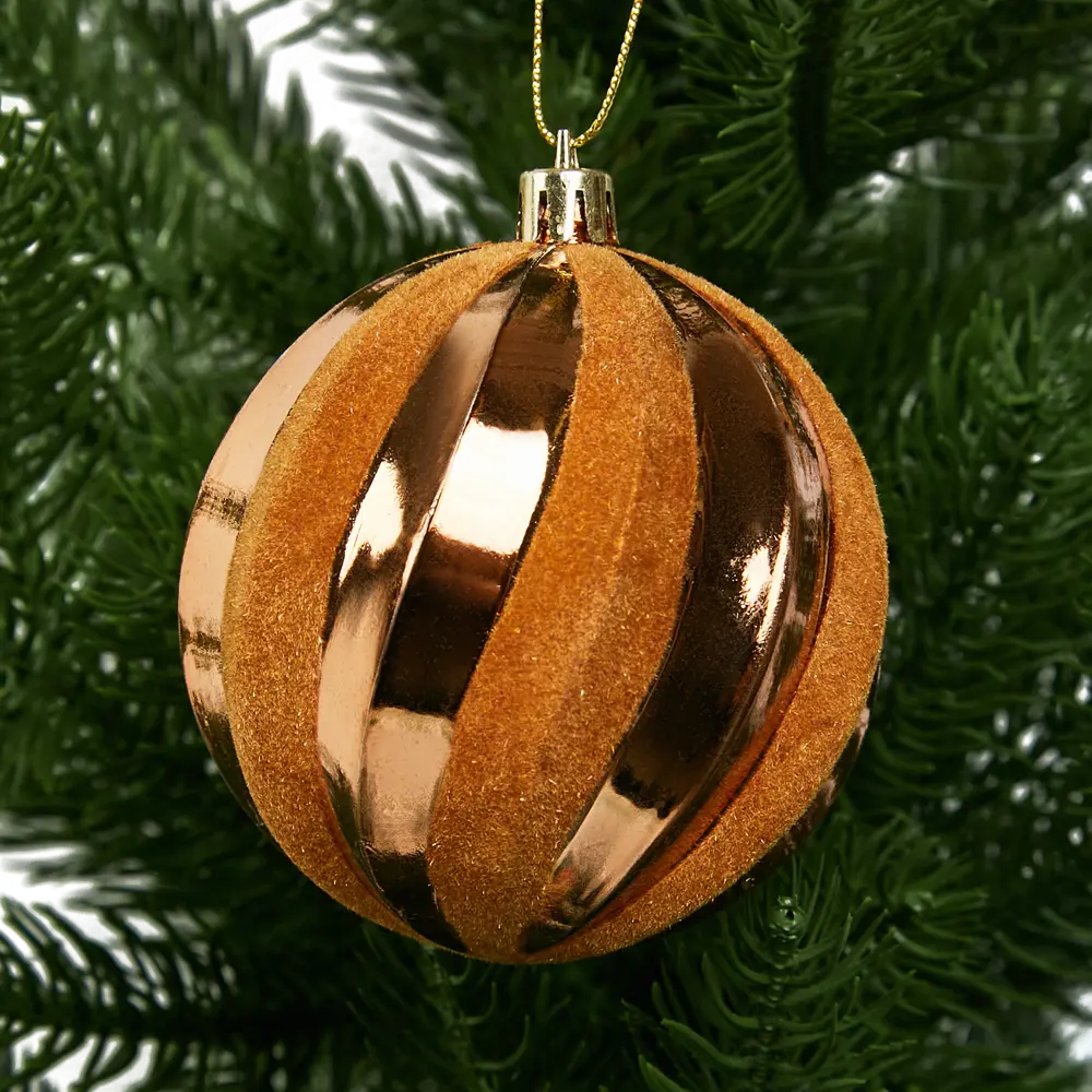 Фото Елочное украшение Шар с объемным узором Christmas ø7.8 см цвет коричневый Фото Елочное украшение Шар с объемным узором Christmas ø7.8 см цвет коричневый