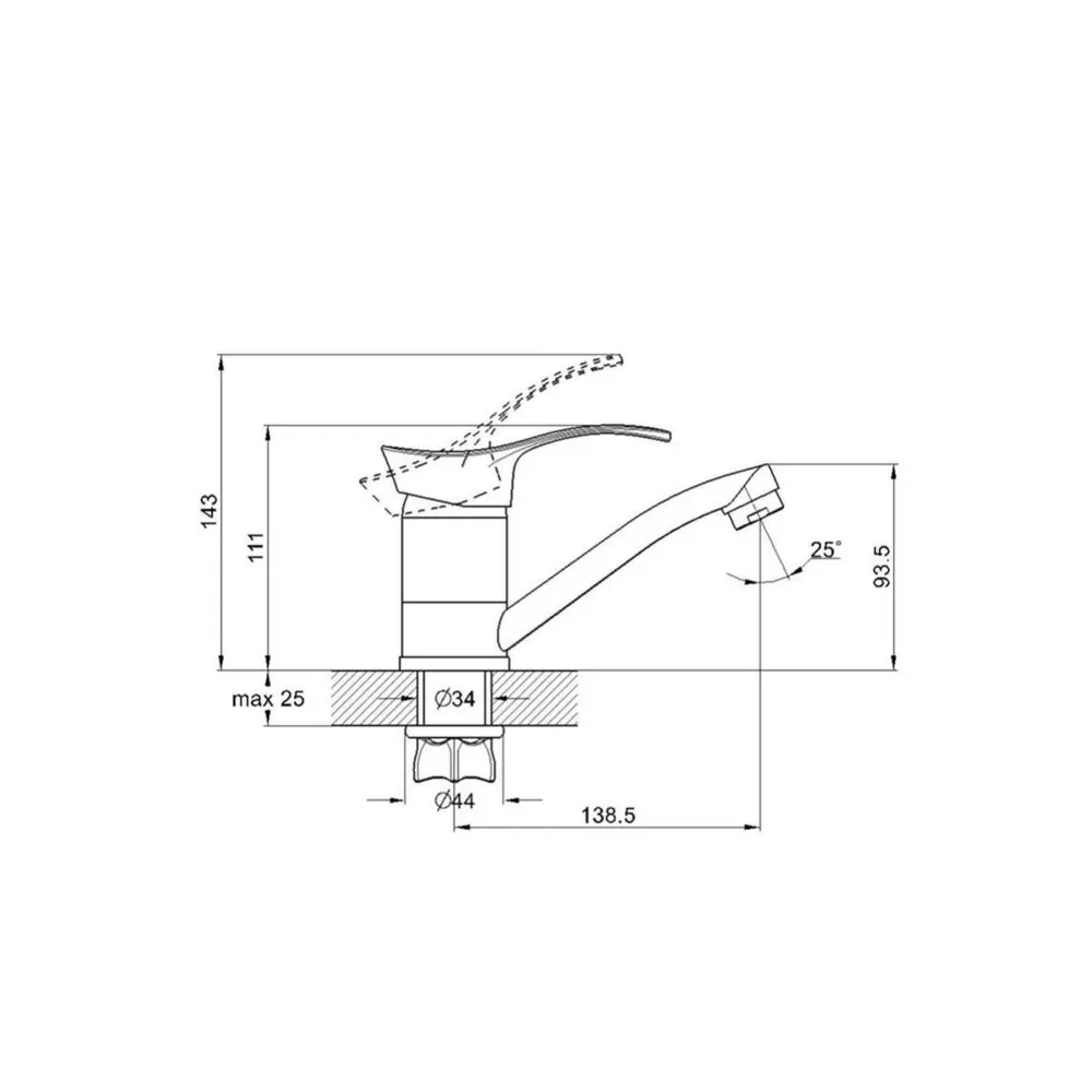 Фото 3 Смеситель для раковины Econoce Ec0351 однорычажный цвет хром