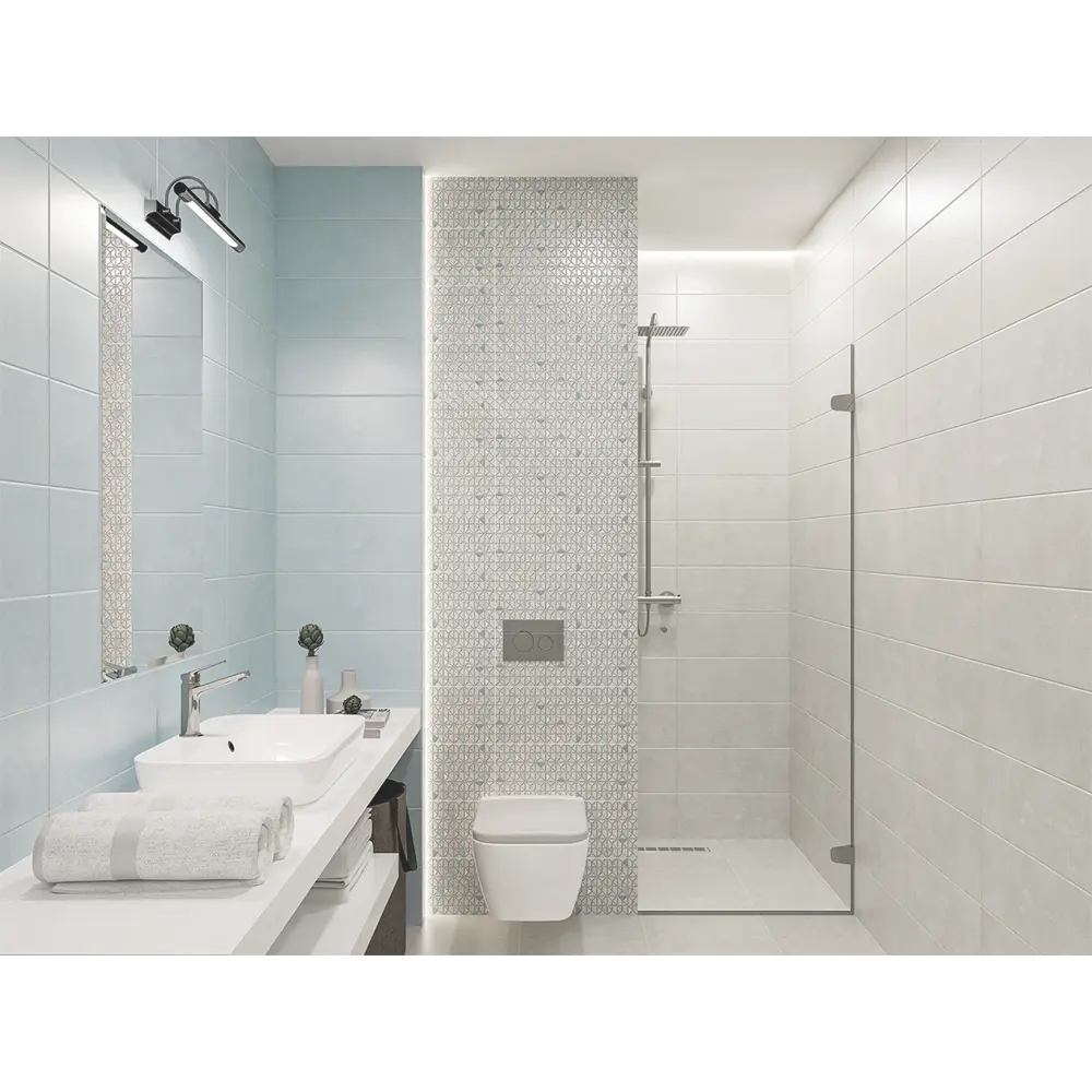 Фото 6 Плитка настенная Azori Trent Modello Mar 20.1x50.5 см 1.52 м² матовая цвет серый Фото 6 Плитка настенная Azori Trent Modello Mar 20.1x50.5 см 1.52 м² матовая цвет серый
