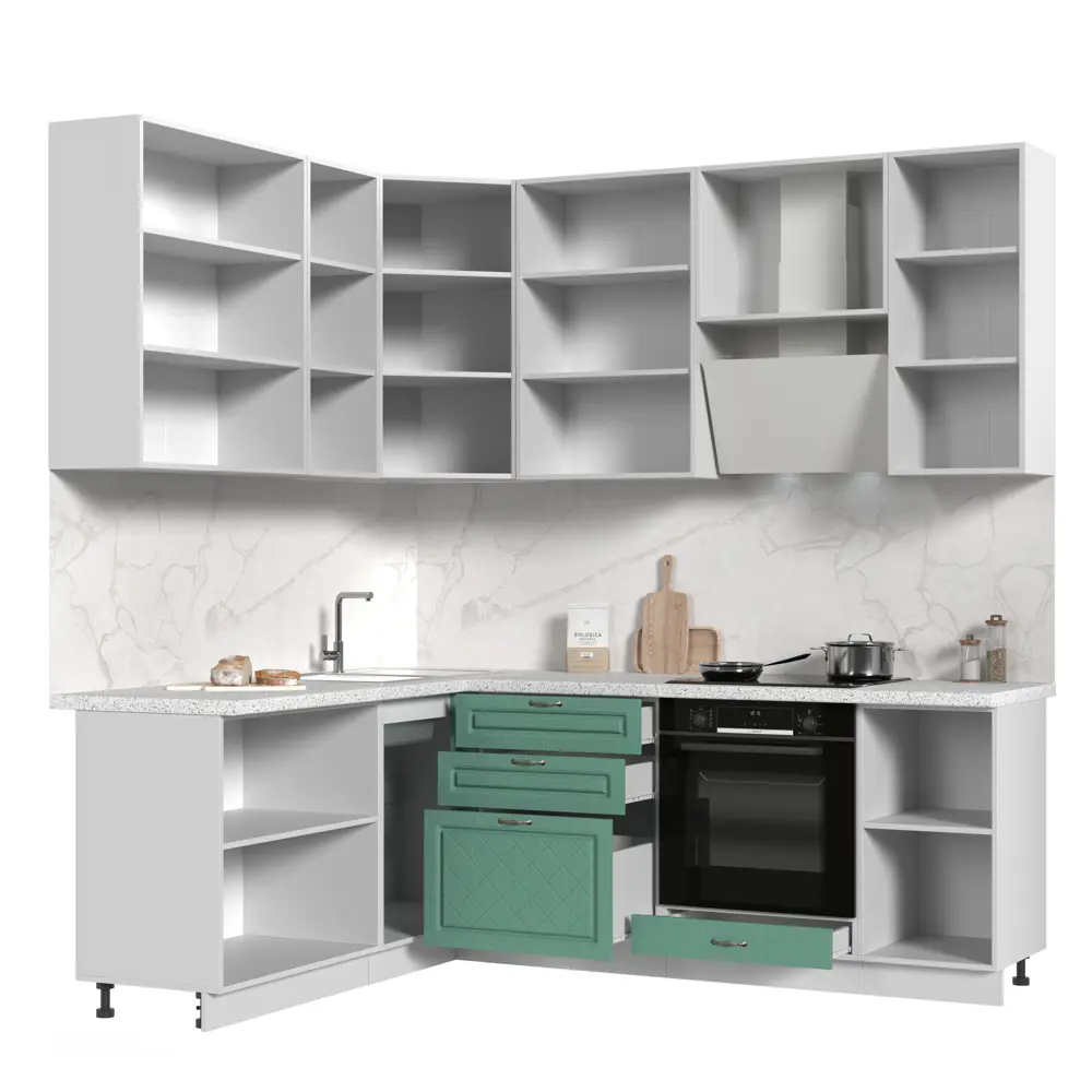 Фото 2 Кухонный гарнитур Стендмебель МоденаКГ180-220в-БДБр 220x237x60 см ЛДСП цвет дуб бирюзовый Фото 2 Кухонный гарнитур Стендмебель МоденаКГ180-220в-БДБр 220x237x60 см ЛДСП цвет дуб бирюзовый