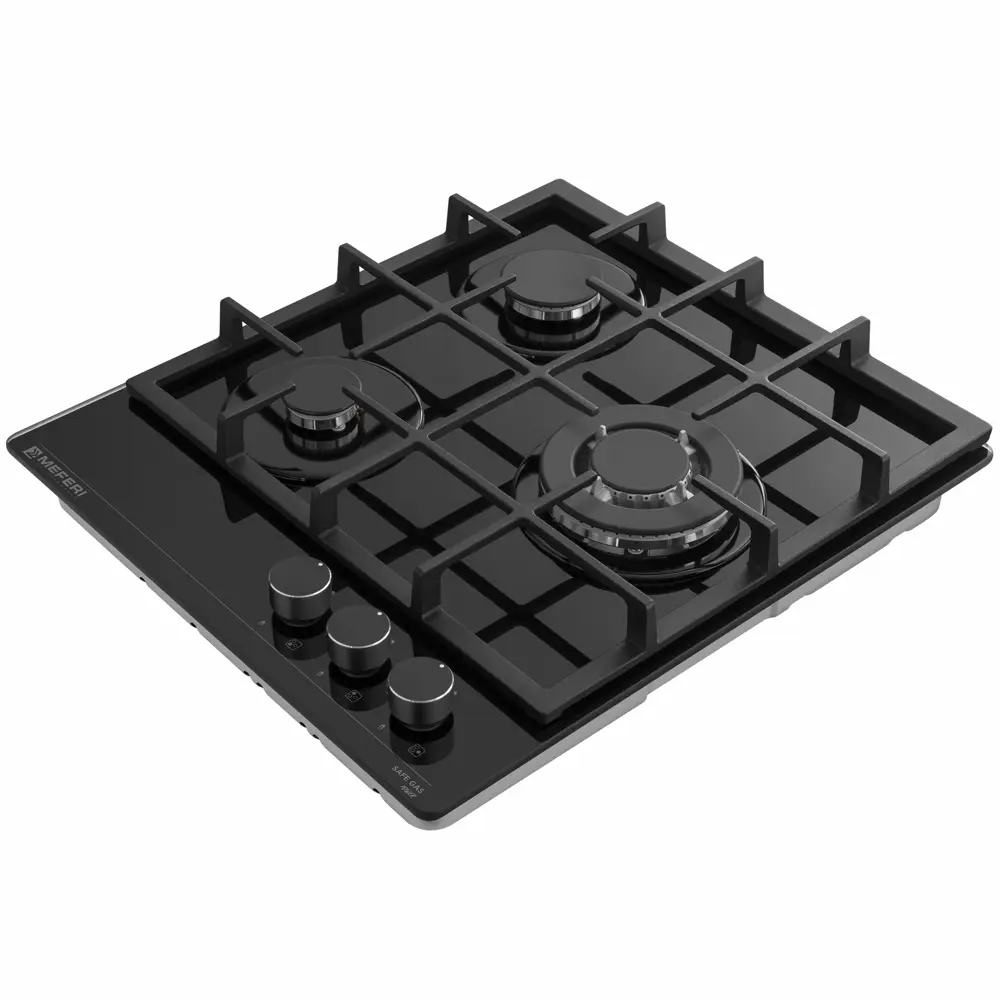 Фото 9 Газовая варочная панель Meferi MGH453BK GLASS POWER 44 см 3 конфорки цвет черный Фото 9 Газовая варочная панель Meferi MGH453BK GLASS POWER 44 см 3 конфорки цвет черный