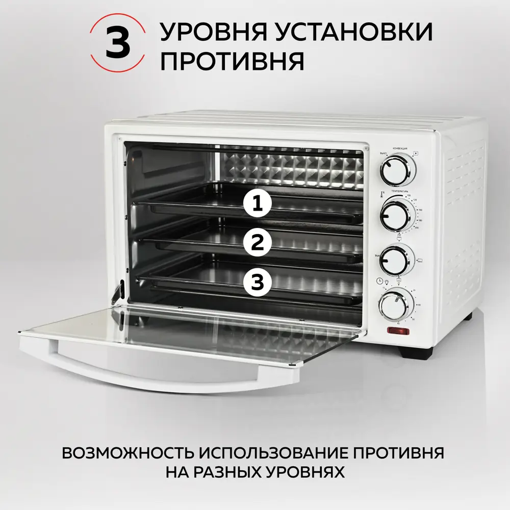 Фото 7 Электропечь Gfgril GFO-30W 50.5x36.3x31.3 см 1.6 кВт цвет белый глянец Фото 7 Электропечь Gfgril GFO-30W 50.5x36.3x31.3 см 1.6 кВт цвет белый глянец