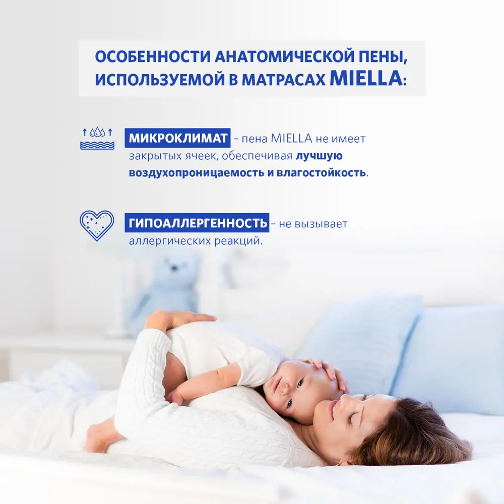 Фото 8 Наматрасник Miella Protect 140x200 см, полиуретановая пена Фото 8 Наматрасник Miella Protect 140x200 см, полиуретановая пена