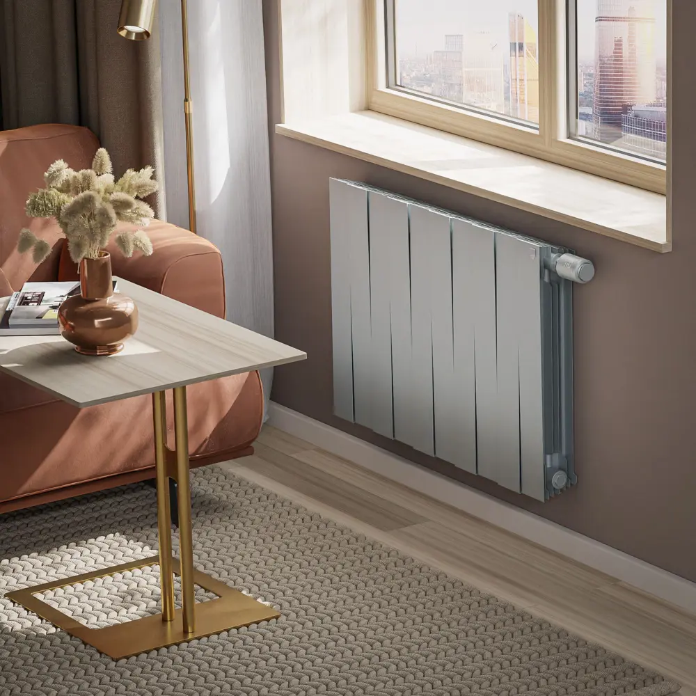 Фото 4 Радиатор Royal thermo Pianoforte 500/80 биметалл 10 секций нижнее подключение цвет silver satin
