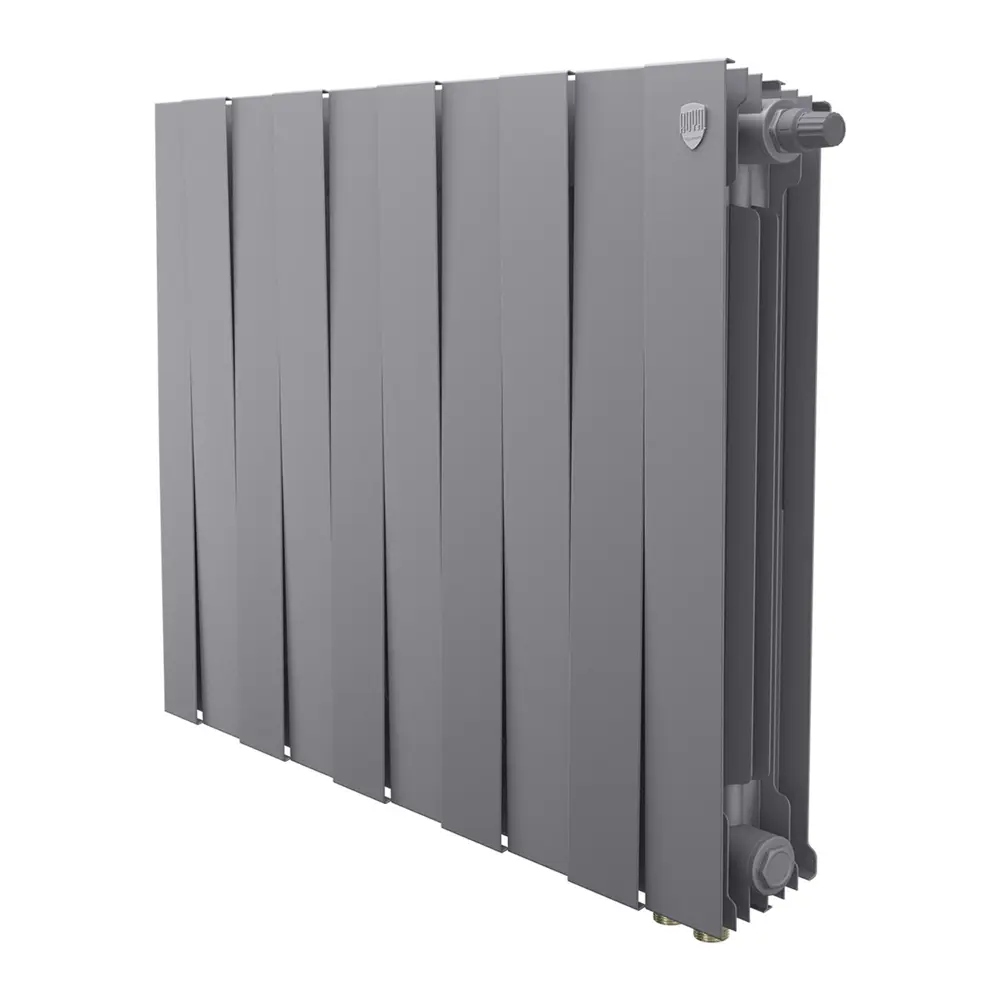 Фото Радиатор Royal thermo Pianoforte 500/80 биметалл 10 секций нижнее подключение цвет silver satin