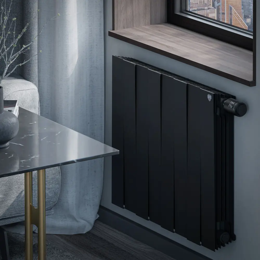 Фото 4 Радиатор Royal thermo Pianoforte 500/64 биметалл 8 секций нижнее подключение цвет noir sable Фото 4 Радиатор Royal thermo Pianoforte 500/64 биметалл 8 секций нижнее подключение цвет noir sable