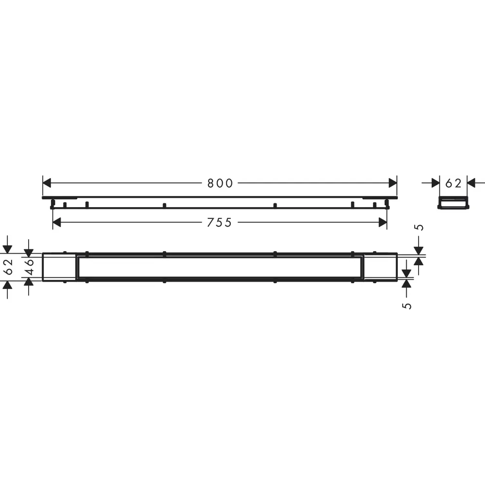 Фото 2 Трап для душа Hansgrohe 56215800 комбинированный затвор 6.2x80 см нержавеющая сталь Фото 2 Трап для душа Hansgrohe 56215800 комбинированный затвор 6.2x80 см нержавеющая сталь