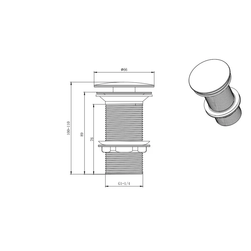 Фото 2 Донный клапан для раковины Aquatek AQ6000MB D32 мм клик-клак с переливом нержавеющая сталь цвет черный матовый Фото 2 Донный клапан для раковины Aquatek AQ6000MB D32 мм клик-клак с переливом нержавеющая сталь цвет черный матовый