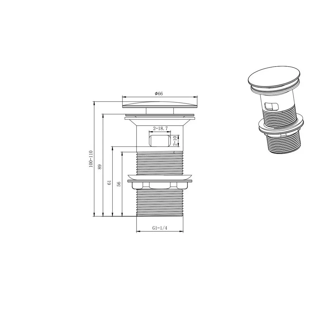 Фото 2 Донный клапан для раковины Aquatek AQ6001CR D32 мм клик-клак с переливом нержавеющая сталь цвет хром Фото 2 Донный клапан для раковины Aquatek AQ6001CR D32 мм клик-клак с переливом нержавеющая сталь цвет хром