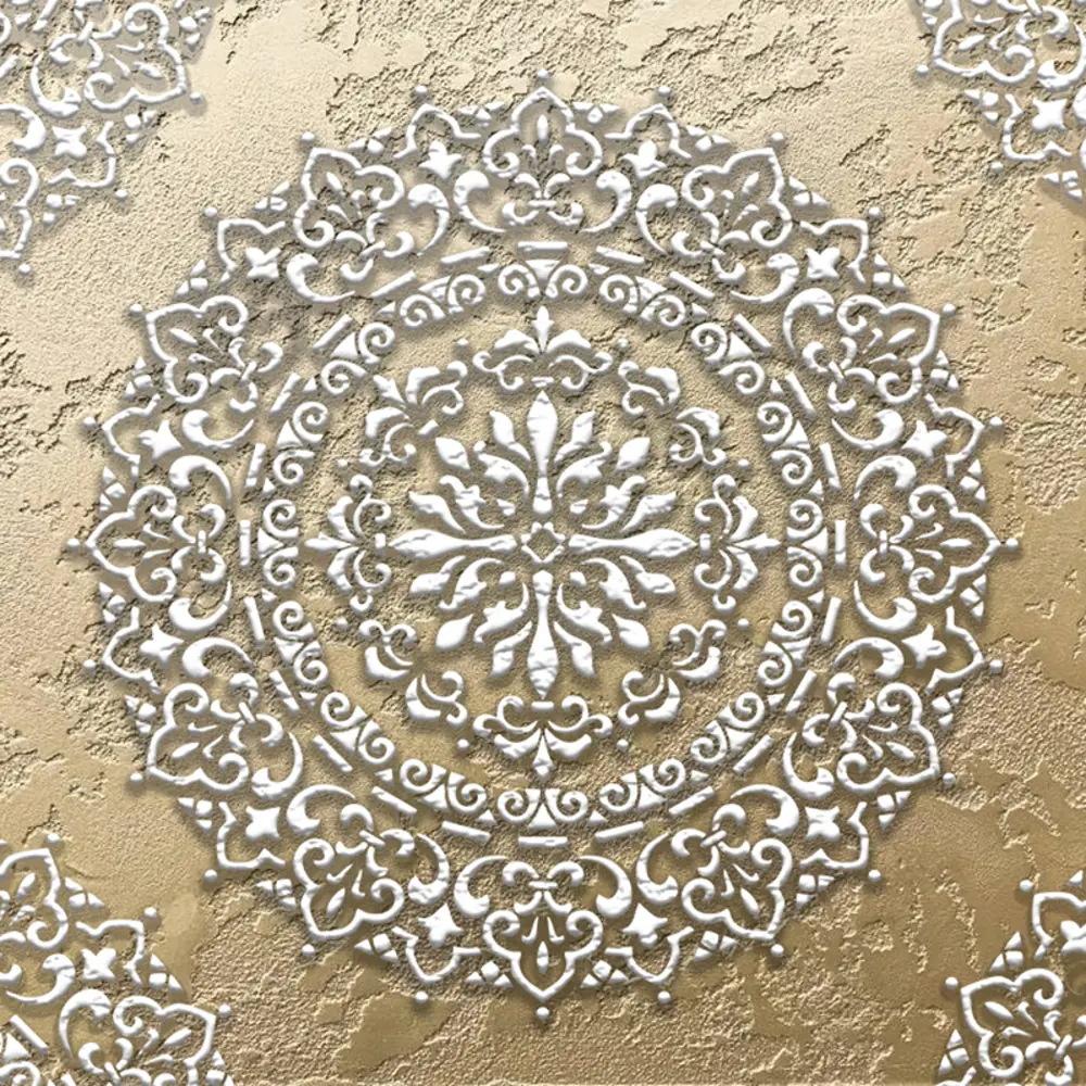Фото 7 Трафарет Три кита Мандала 40 x 40 для шпаклевки штукатурки Фото 7 Трафарет Три кита Мандала 40 x 40 для шпаклевки штукатурки