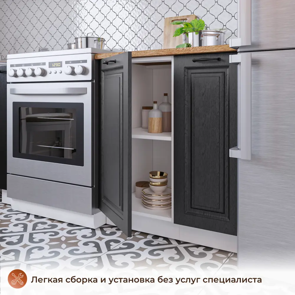 Фото 5 Напольный шкаф 40x49.60x82 см фасад МДФ темно-серый каркас ЛДСП цвет темно-серый Норта Фото 5 Напольный шкаф 40x49.60x82 см фасад МДФ темно-серый каркас ЛДСП цвет темно-серый Норта