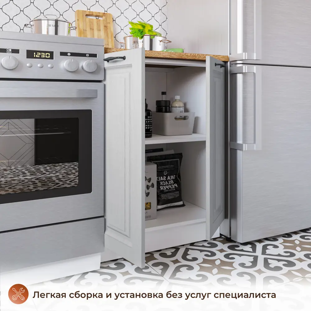 Фото 5 Напольный шкаф 60x49.60x82 см фасад МДФ серый каркас ЛДСП цвет серый Норта Фото 5 Напольный шкаф 60x49.60x82 см фасад МДФ серый каркас ЛДСП цвет серый Норта